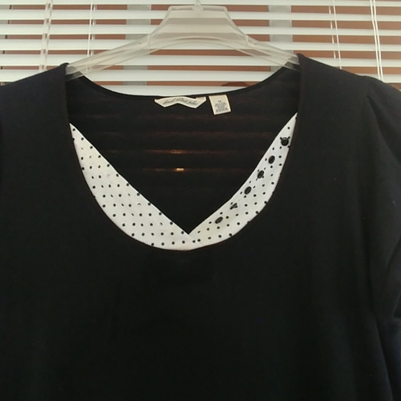 Black Top with Black & White Polka Dot Collar 2X - Picture 4 of 8